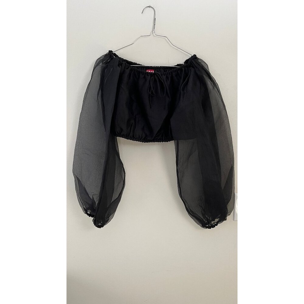 STAUD BLACK CROPPED BLOUSE S